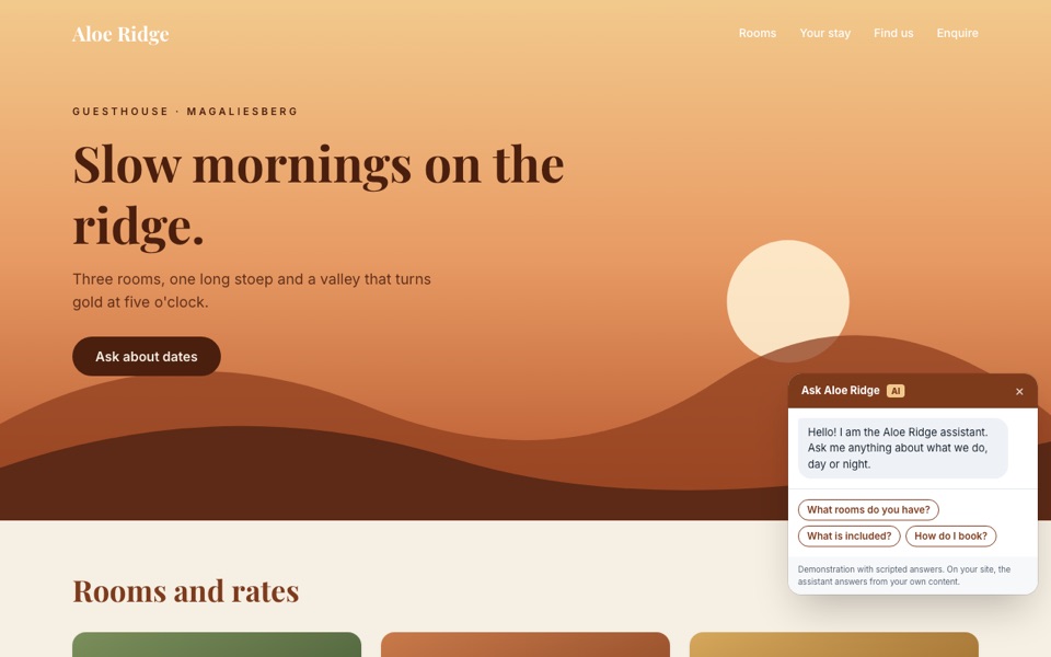 Screenshot of the Food & hospitality website design